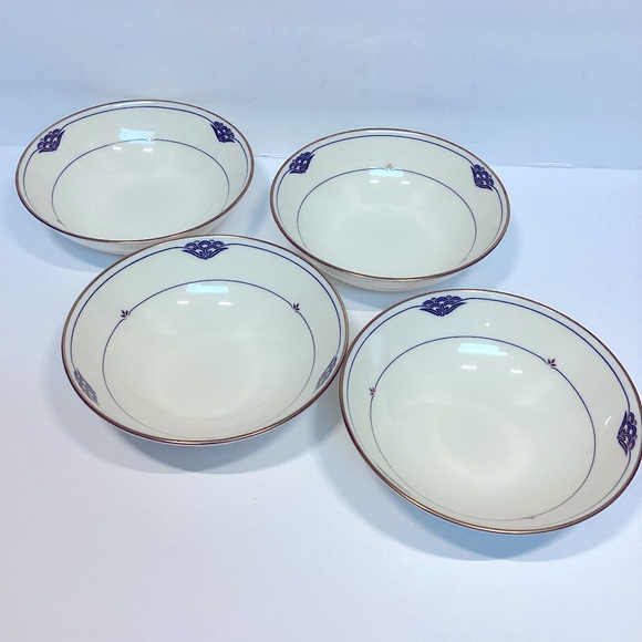 Vtg 4 GORHAM CHINA Florentine Lapis Fruit Dessert Small Bowl 4.25” x 1.5” HTF - Picture 2 of 9